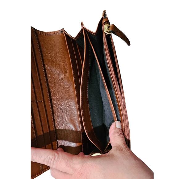 Burberry Brown/Beige House Check Fabric and Leather Leighton Continental Wallet - Picture 12 of 14